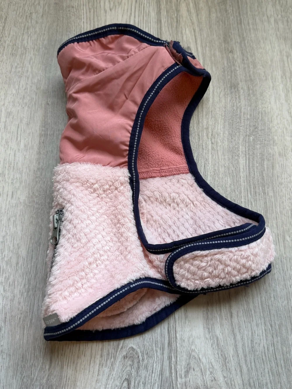 Pink Sherpa & Nylon Zip Vest for Pets/Small Puppy Dogs - size Small